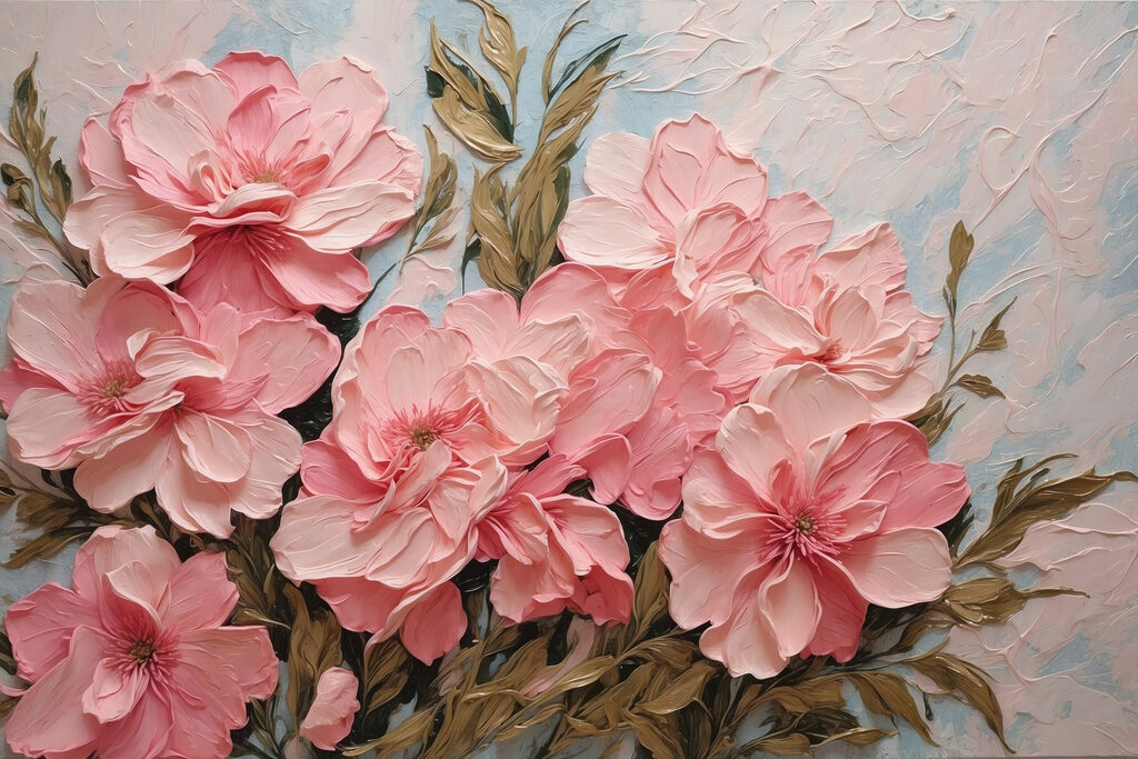 Painting of pink flowers Painting of pink flowers