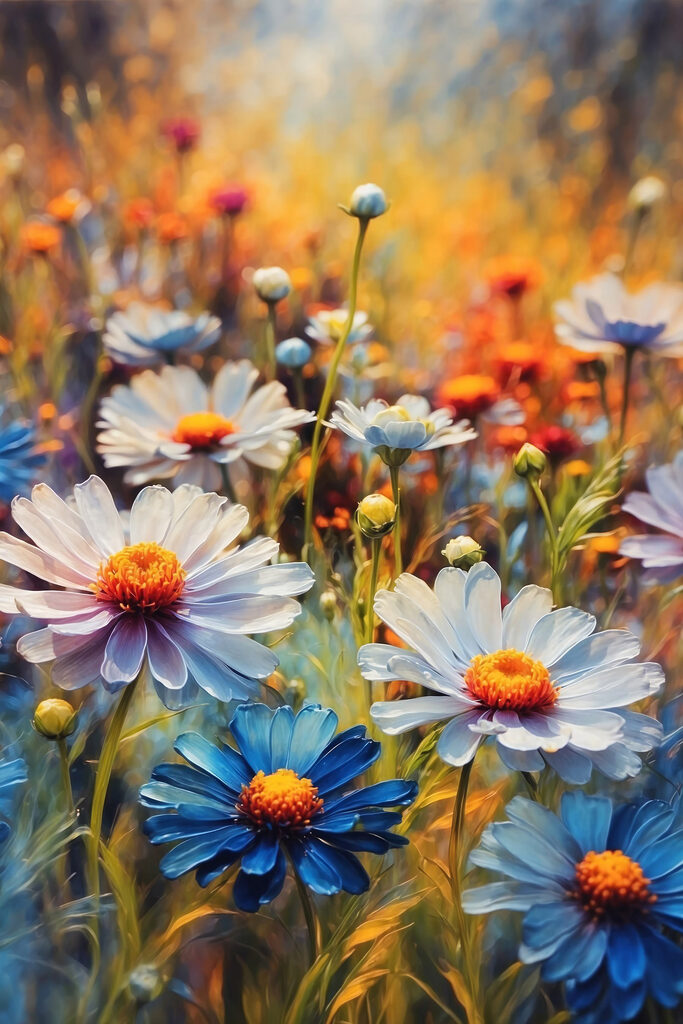 Vibrant blooms in a colorful field