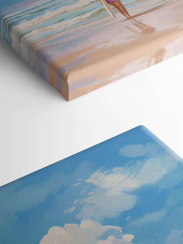 Girl holding a surfboard on a beach