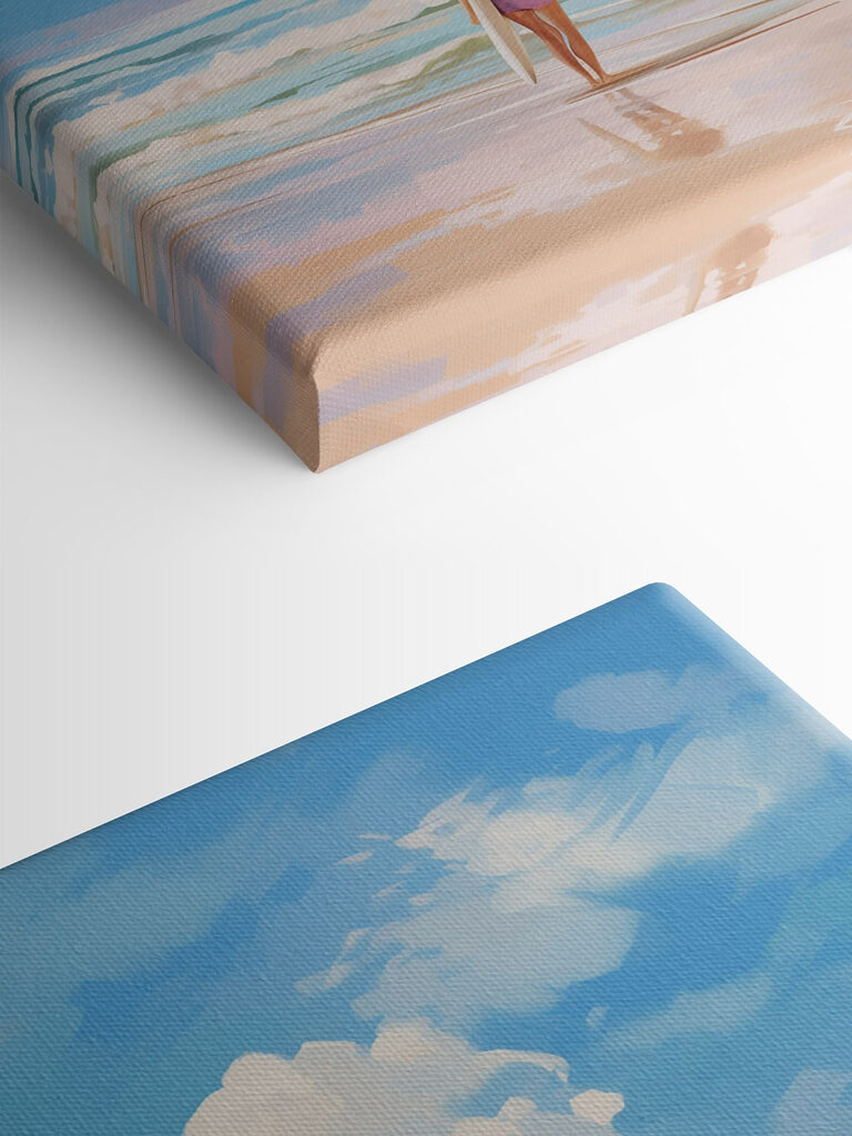 Girl holding a surfboard on a beach