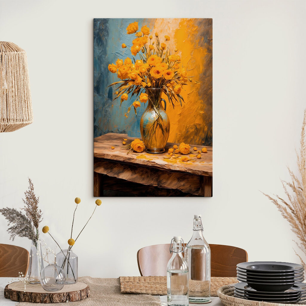 Vase of yellow flowers Vase of yellow flowers