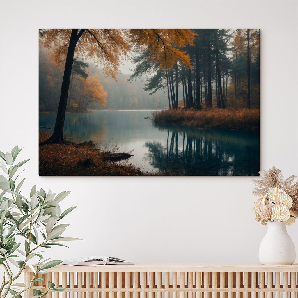 Body of water with trees and grass