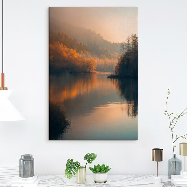 Jezero se stromy a horami v pozadí Jezero se stromy a horami v pozadí