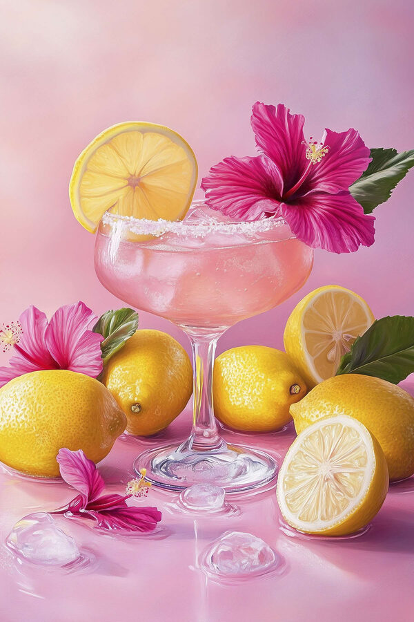 Sklenice s růžovým nápojem a citrony Sklenice s růžovým nápojem a citrony