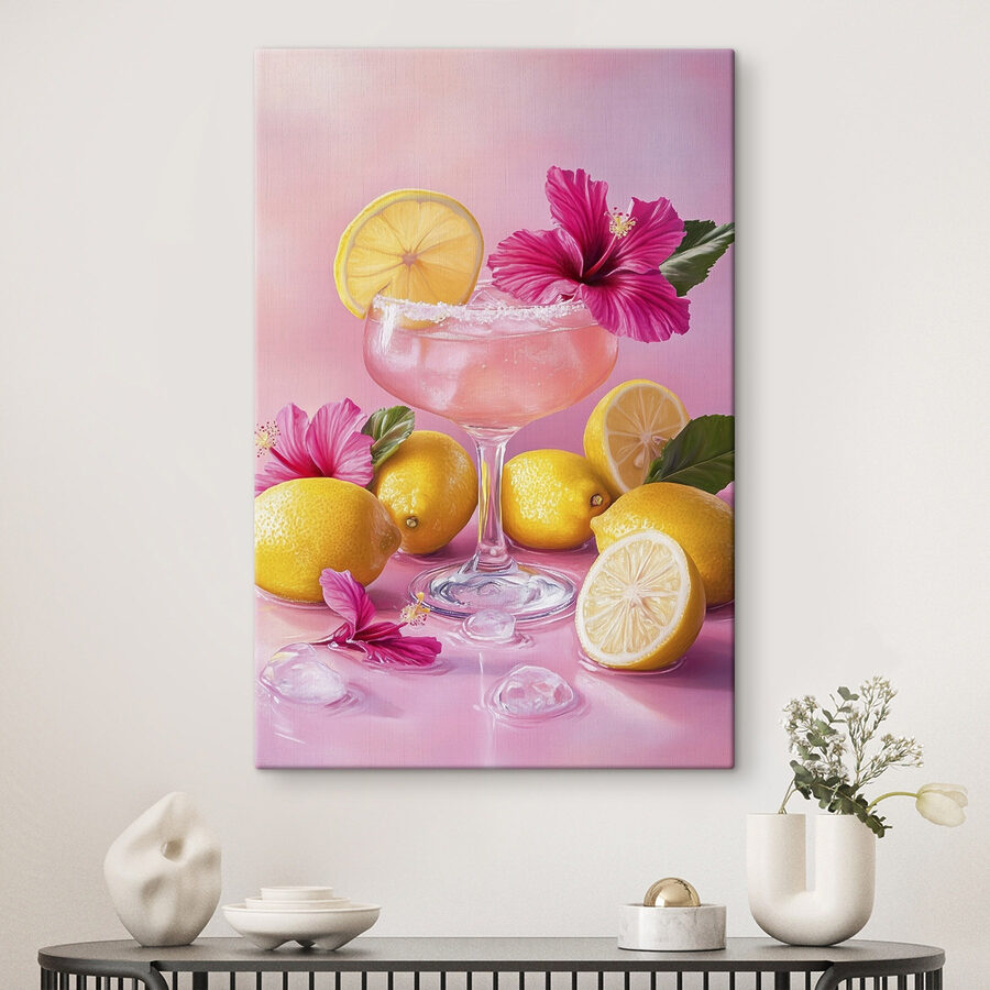 Obraz Sklenice s růžovým nápojem a citrony - Image 2