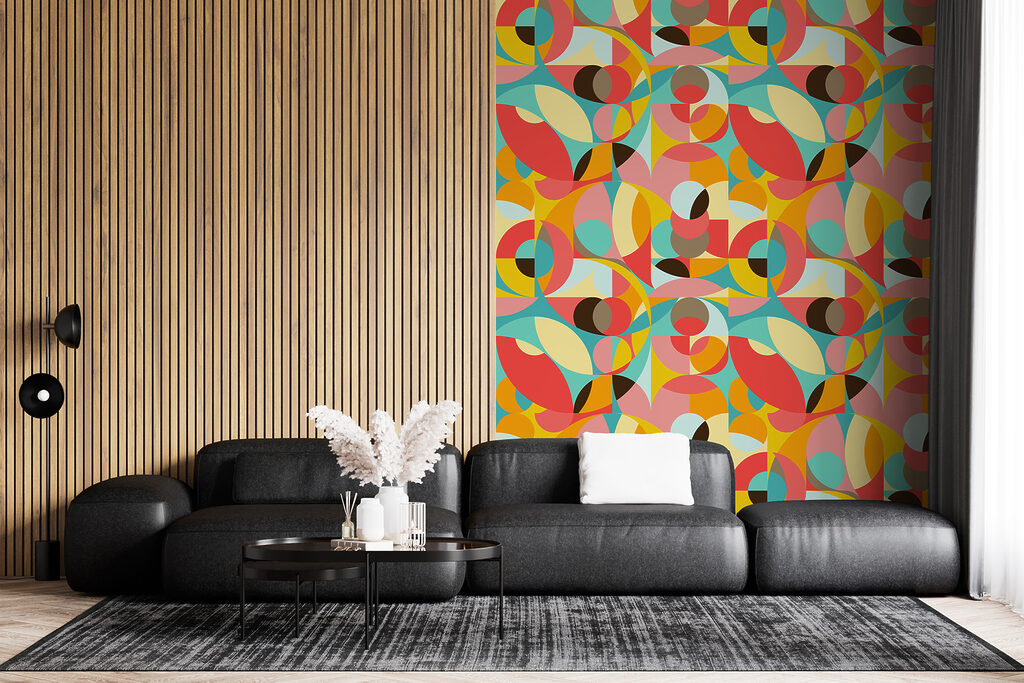 Colorful pattern of circles and squares