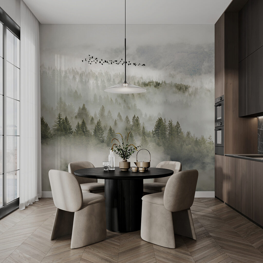 Birds flying over a forest Birds flying over a forest