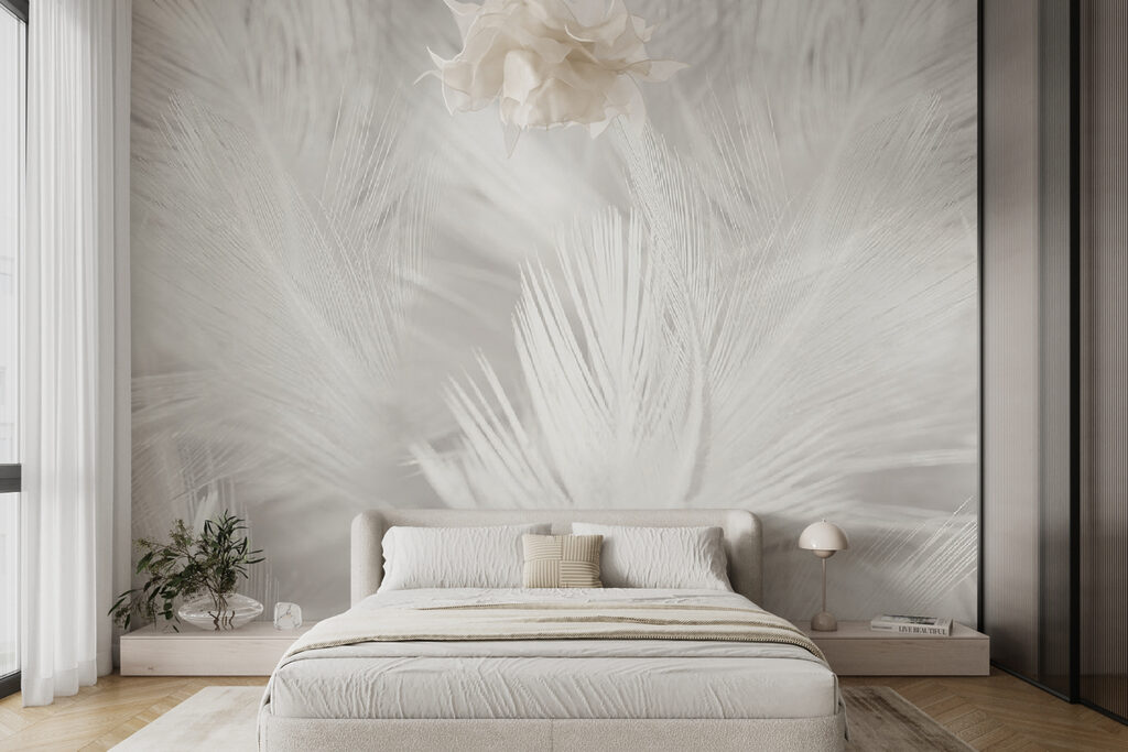 White feathers on a white surface White feathers on a white surface