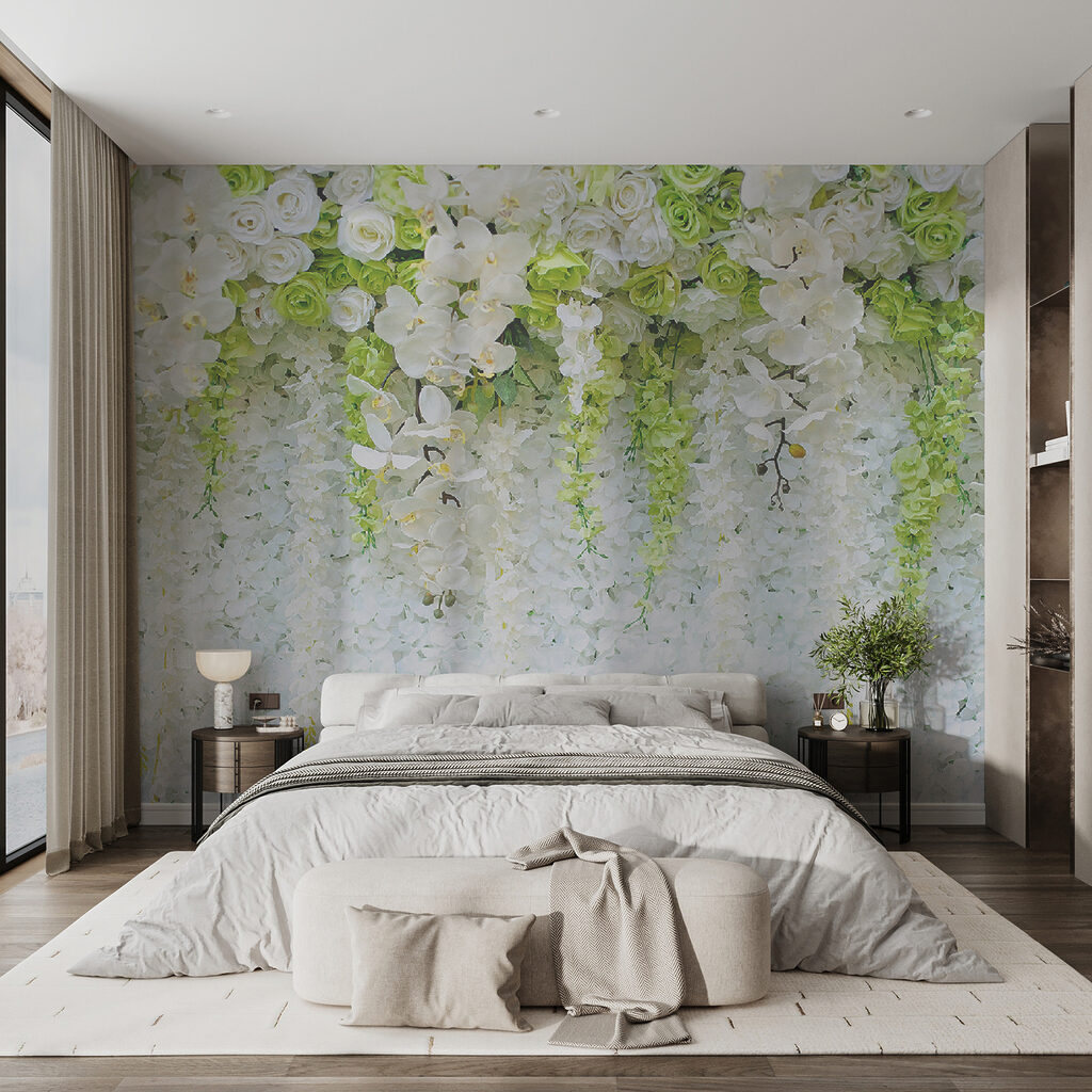 Wall of flowers and vines