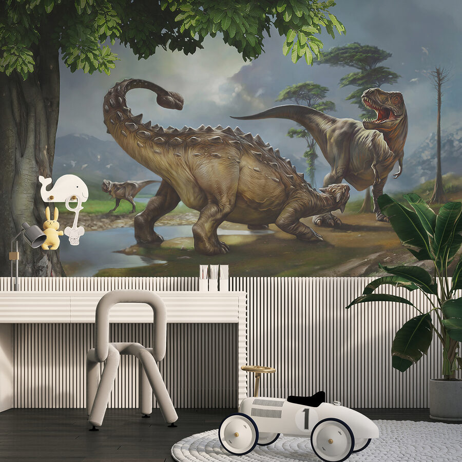 Malba dinosaurů u řeky