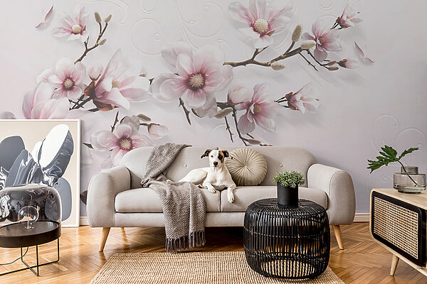 Delicate blossoms on soft pink backdrop Delicate blossoms on soft pink backdrop