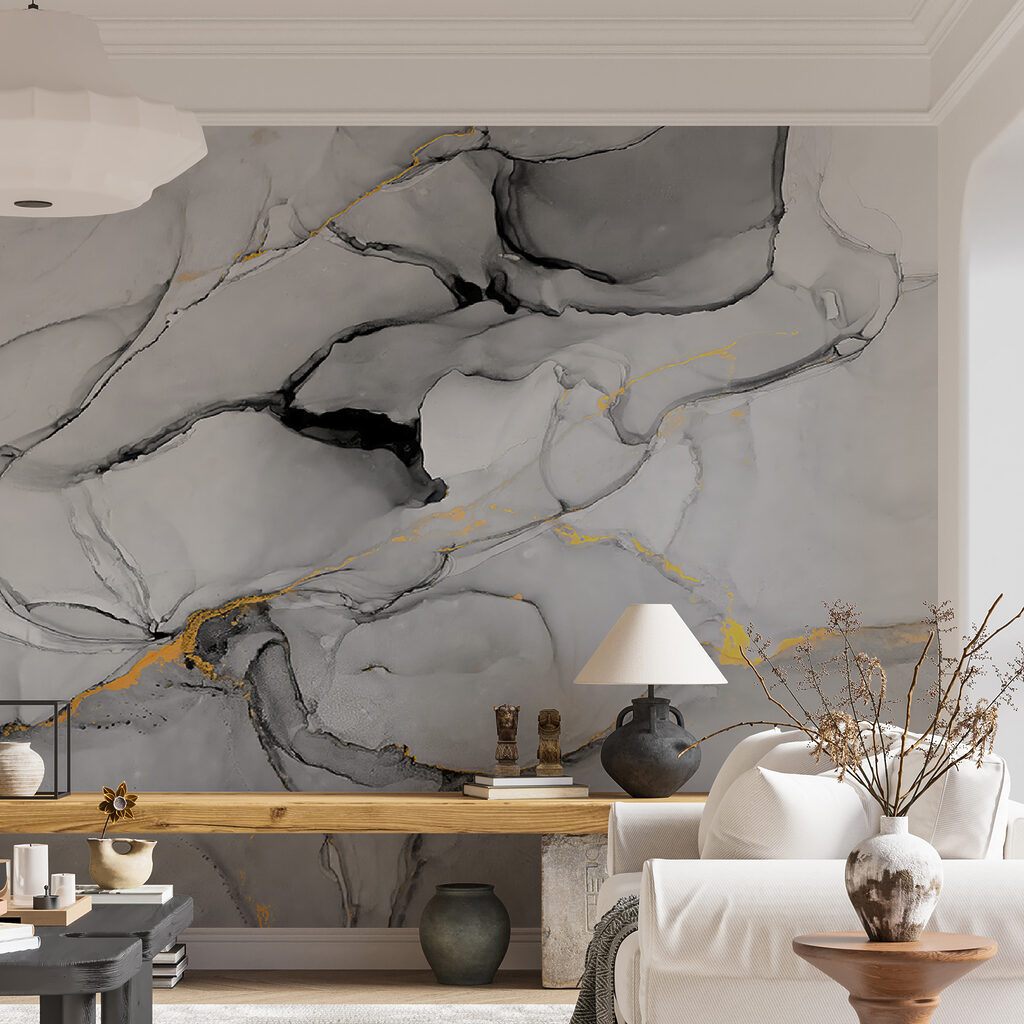 Abstract marbling in black and white