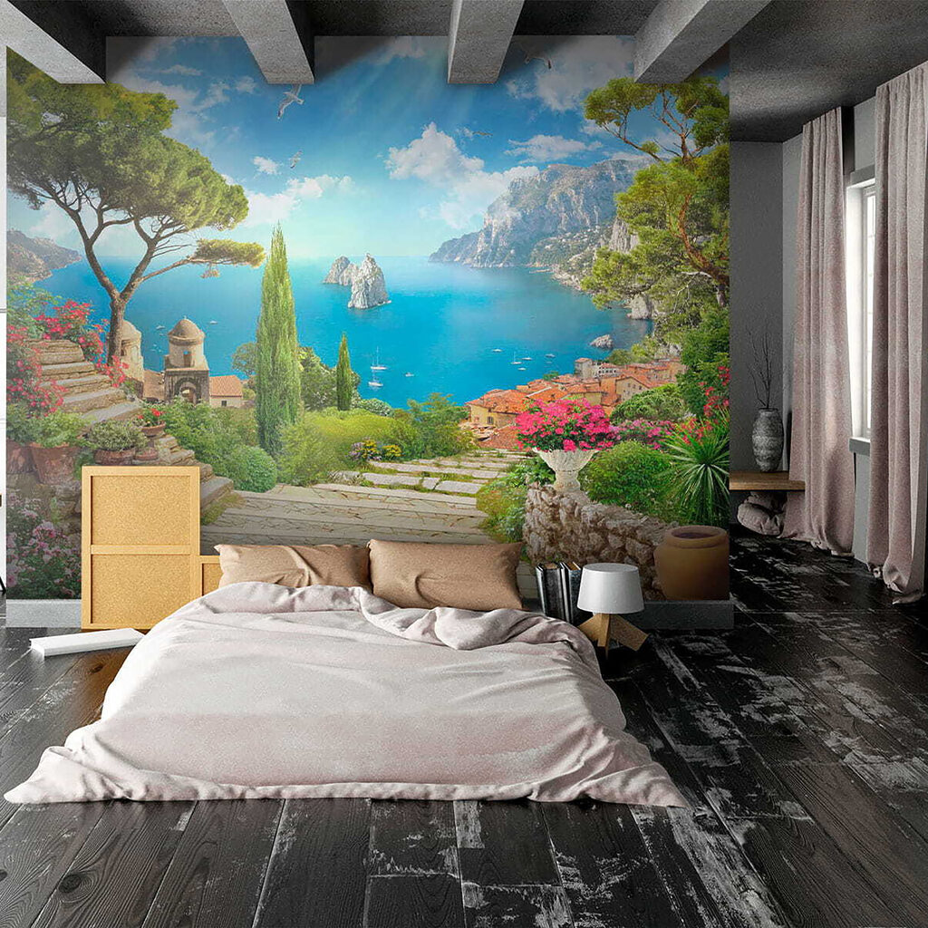 Stone stairs leading to a body of water