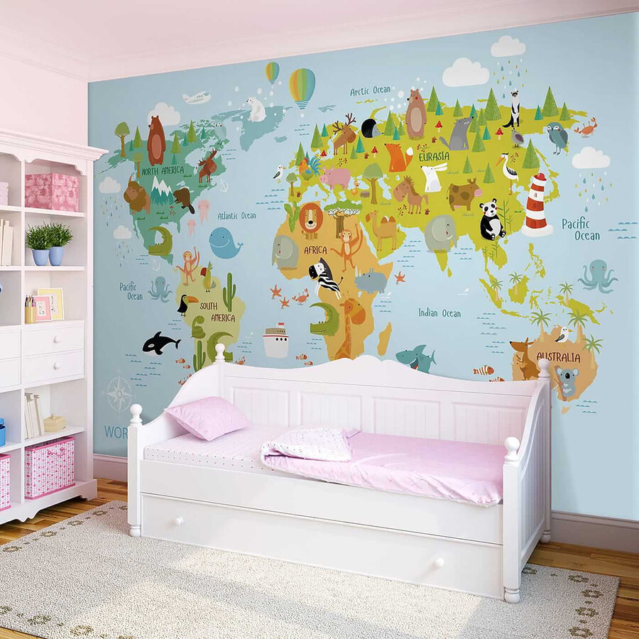 Mapa světa se zvířaty Mapa světa se zvířaty