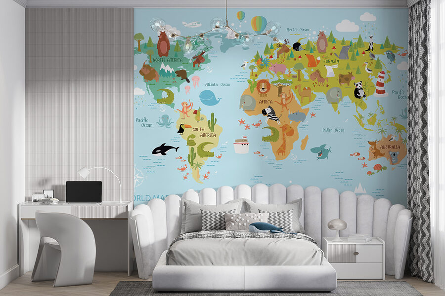 Mapa světa se zvířaty Mapa světa se zvířaty