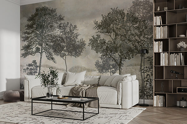 Drawing of trees in a field Drawing of trees in a field