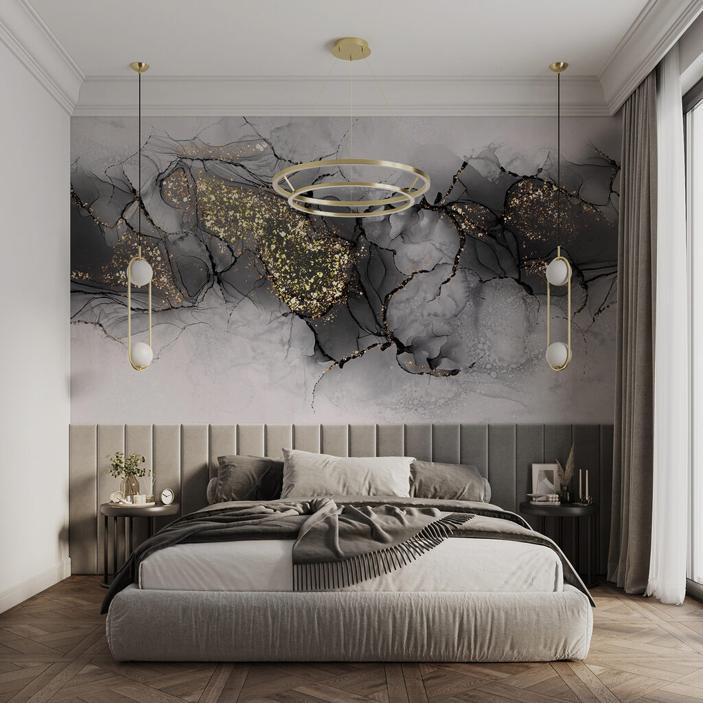 Elegant marbling with shimmering highlights