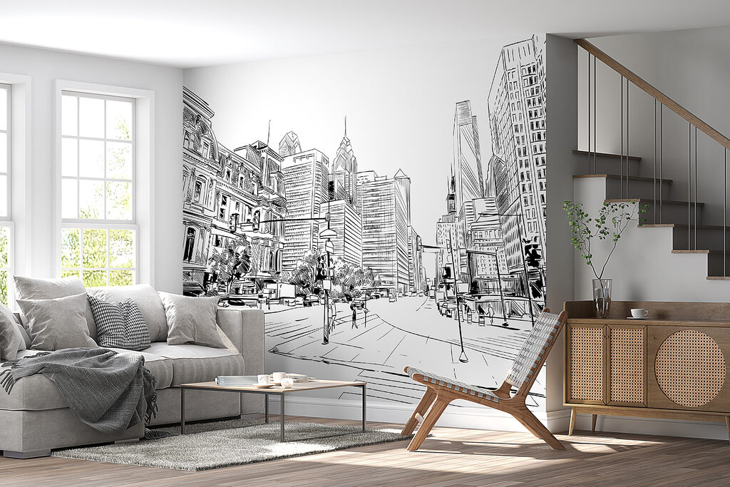 Drawing of a city street