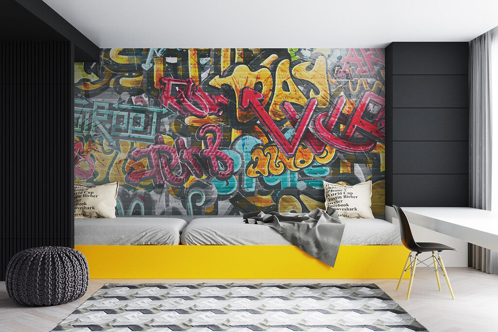 Wall with graffiti on it