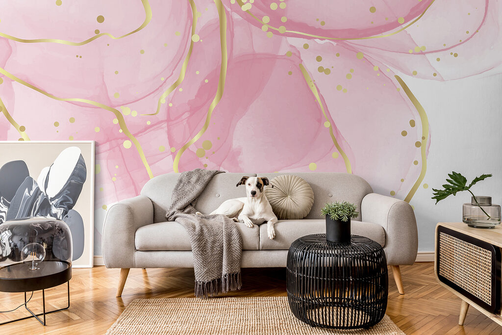 Pink swirls with speckled accents