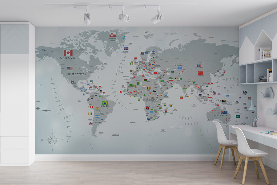 Mapa světa s vlajkami Mapa světa s vlajkami