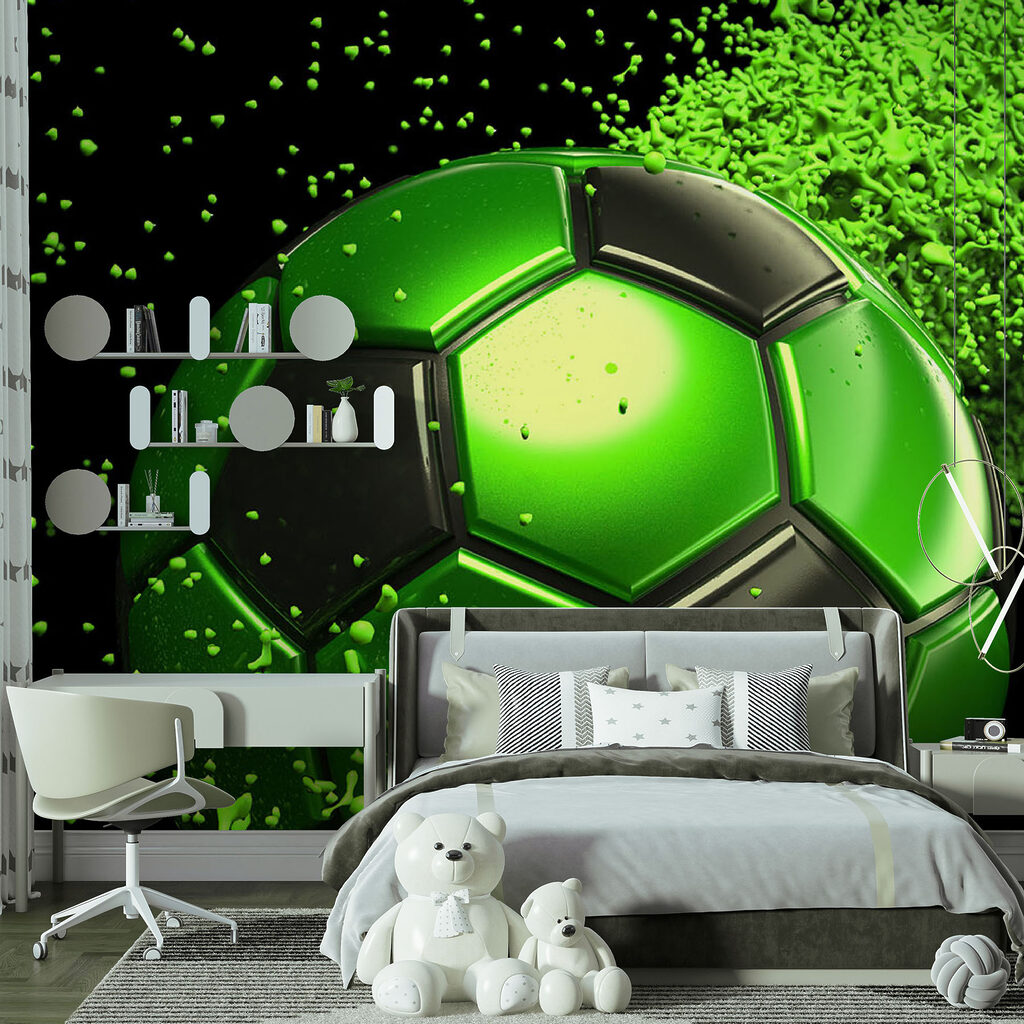 Green and black football ball