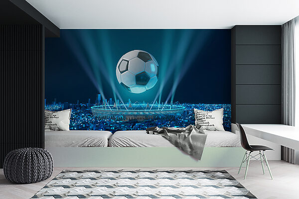 Fotbalový míč nad stadionem Fotbalový míč nad stadionem