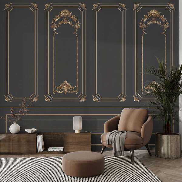 Elegantní černé panely s ozdobnými akcenty Elegantní černé panely s ozdobnými akcenty