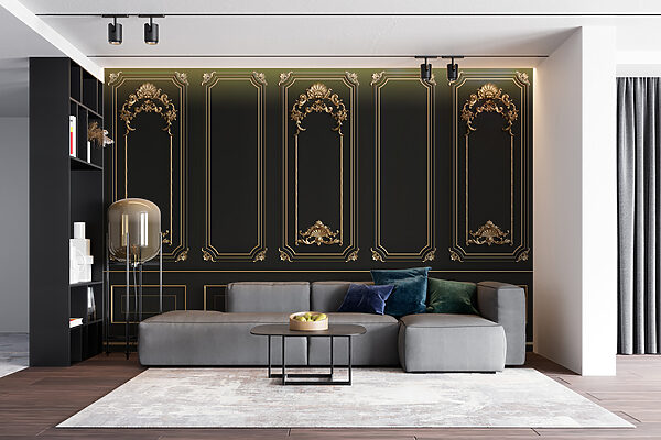 Elegantní černé panely s ozdobnými akcenty Elegantní černé panely s ozdobnými akcenty