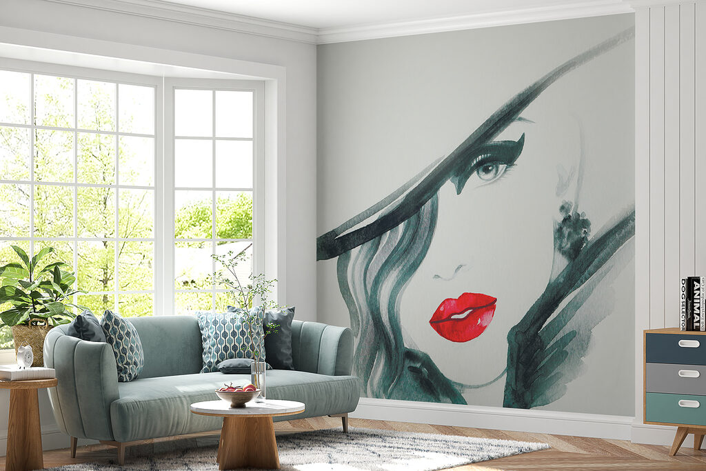 Woman with red lips and black hat Woman with red lips and black hat