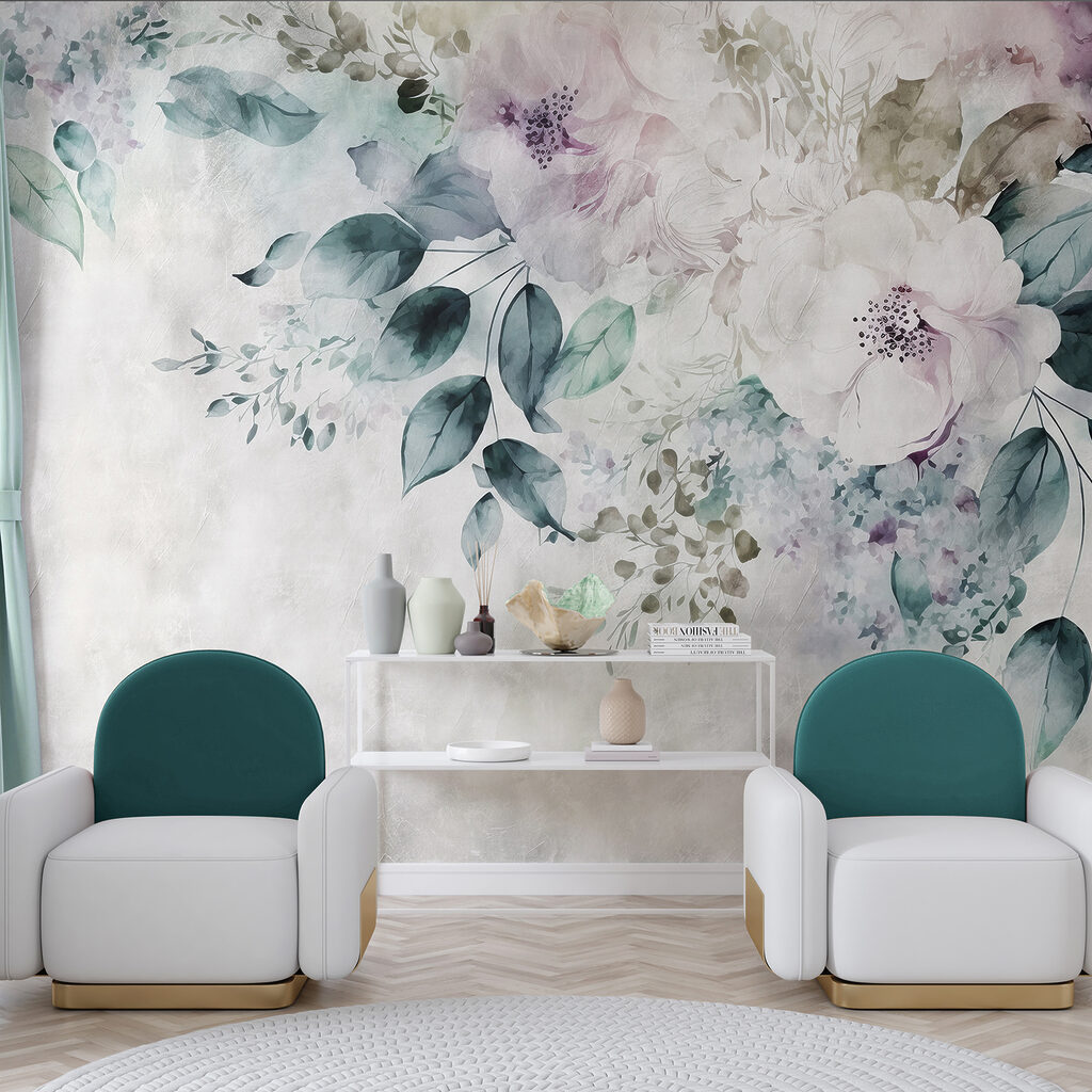 Painting of flowers and leaves