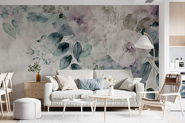 Painting of flowers and leaves