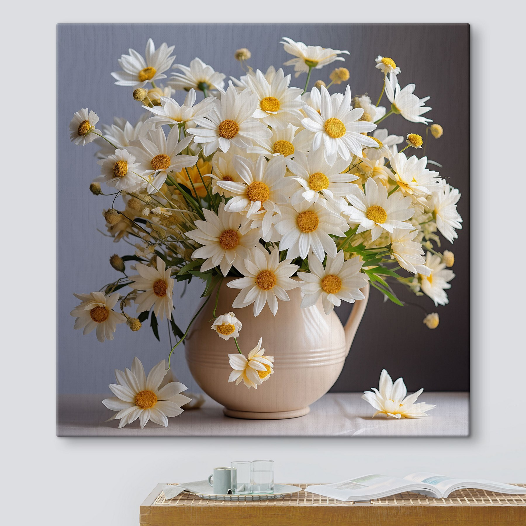 A vase of white flowers