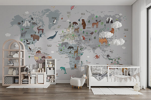 Mapa světa se zvířaty Mapa světa se zvířaty