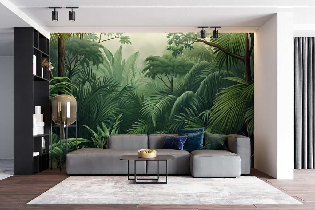 Green forest with many leaves Green forest with many leaves