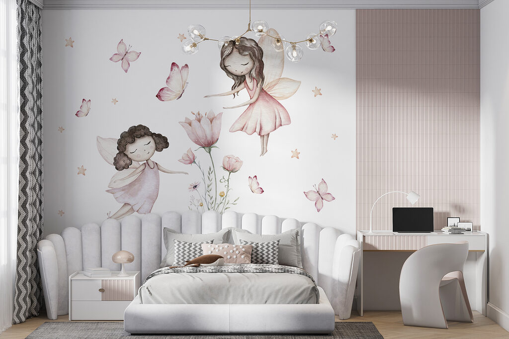 Group of fairies with butterflies and flowers