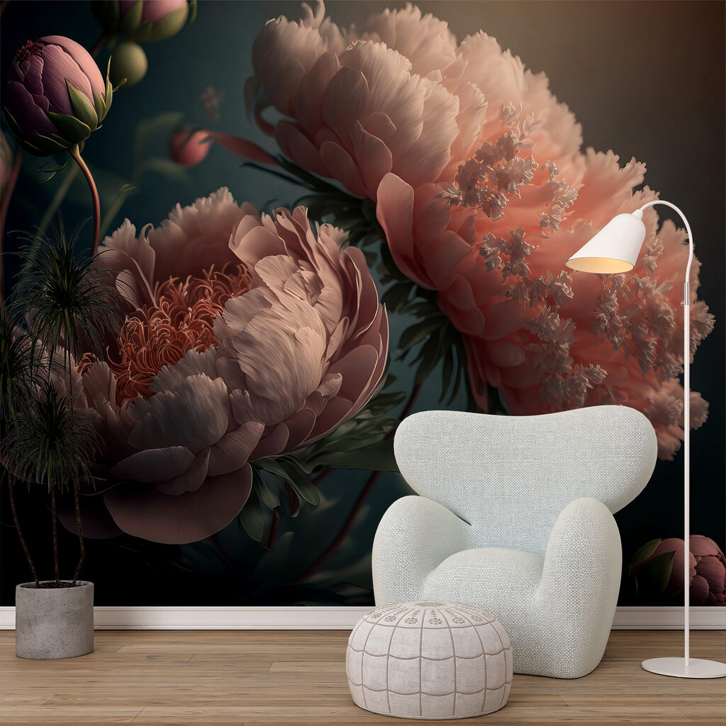 Delicate peonies in soft colors