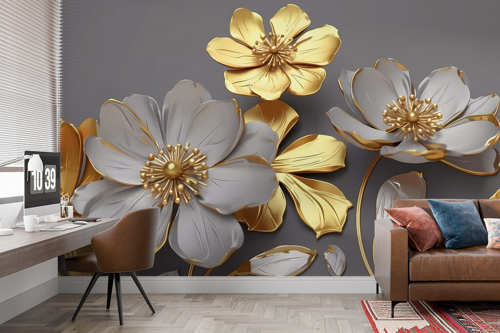 Group of flowers on a gray background