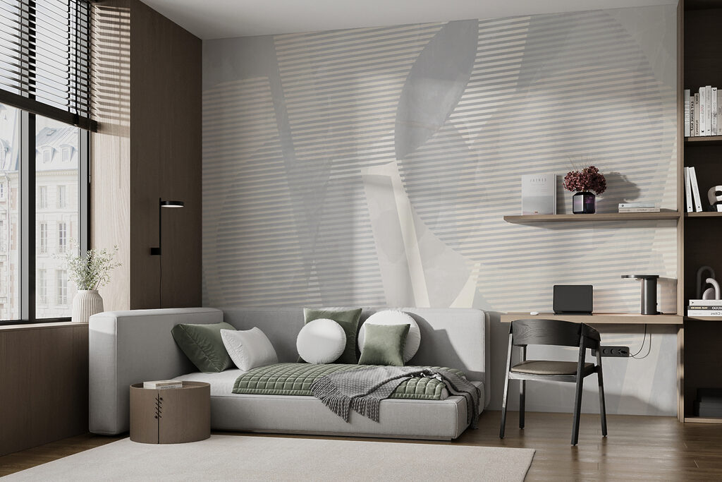 Grey and white abstract art