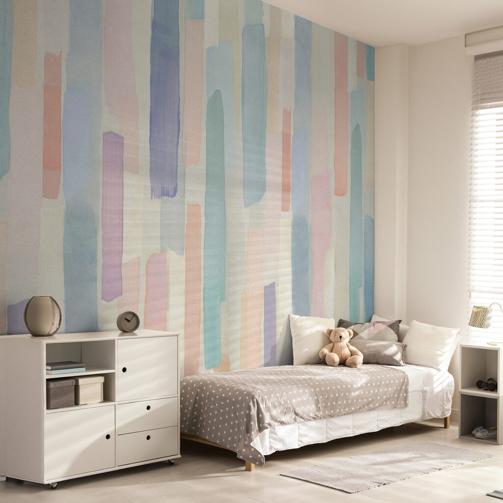 A colorful rectangular pattern on a white surface