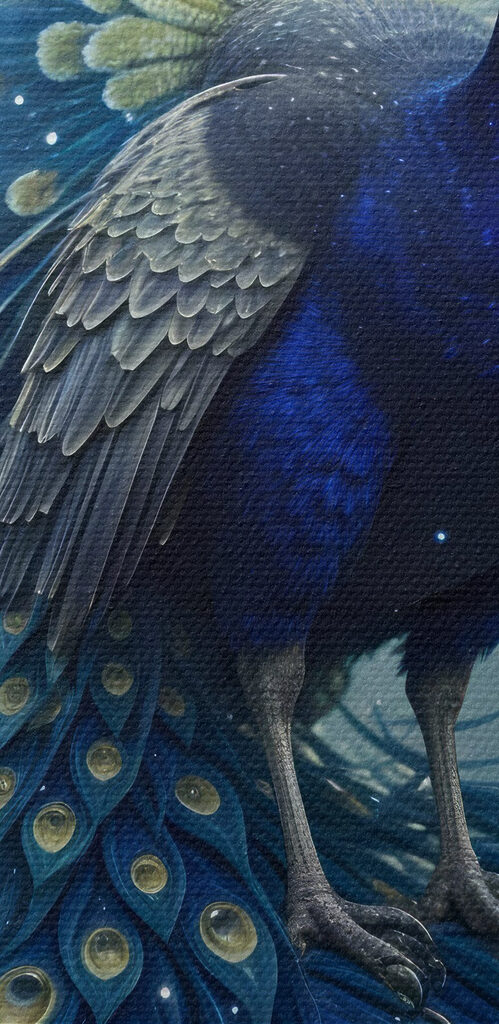 Majestic peacock in cosmic splendor