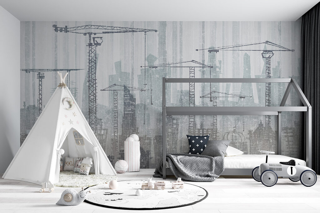 Group of cranes in a city Group of cranes in a city