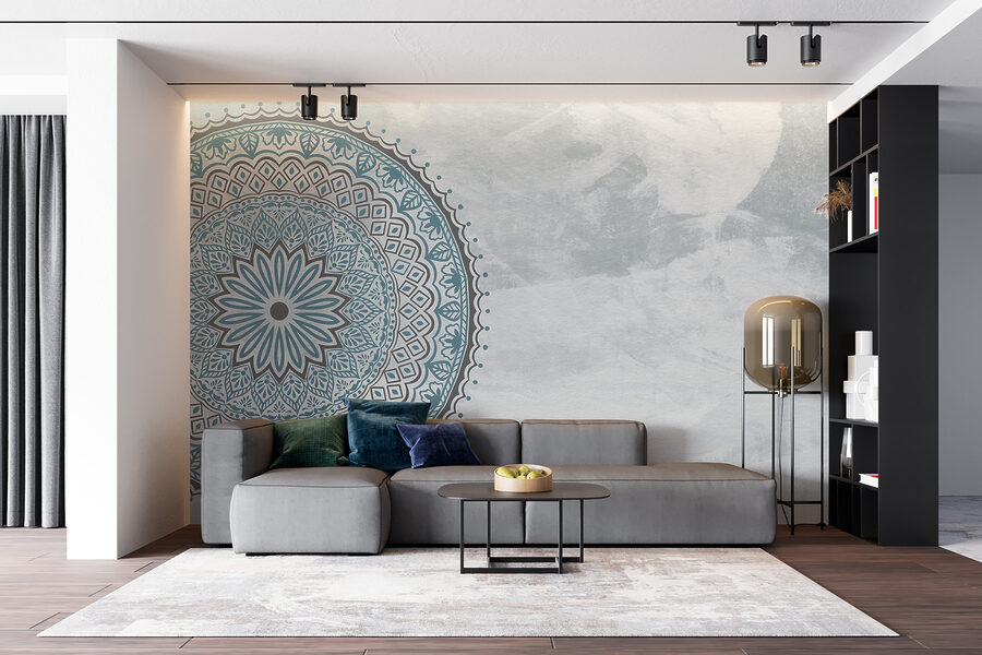 Modrá a šedá mandala