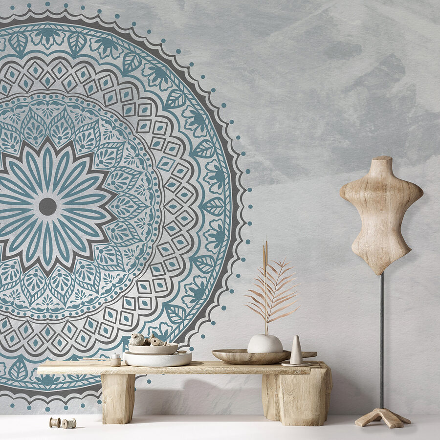 Modrá a šedá mandala