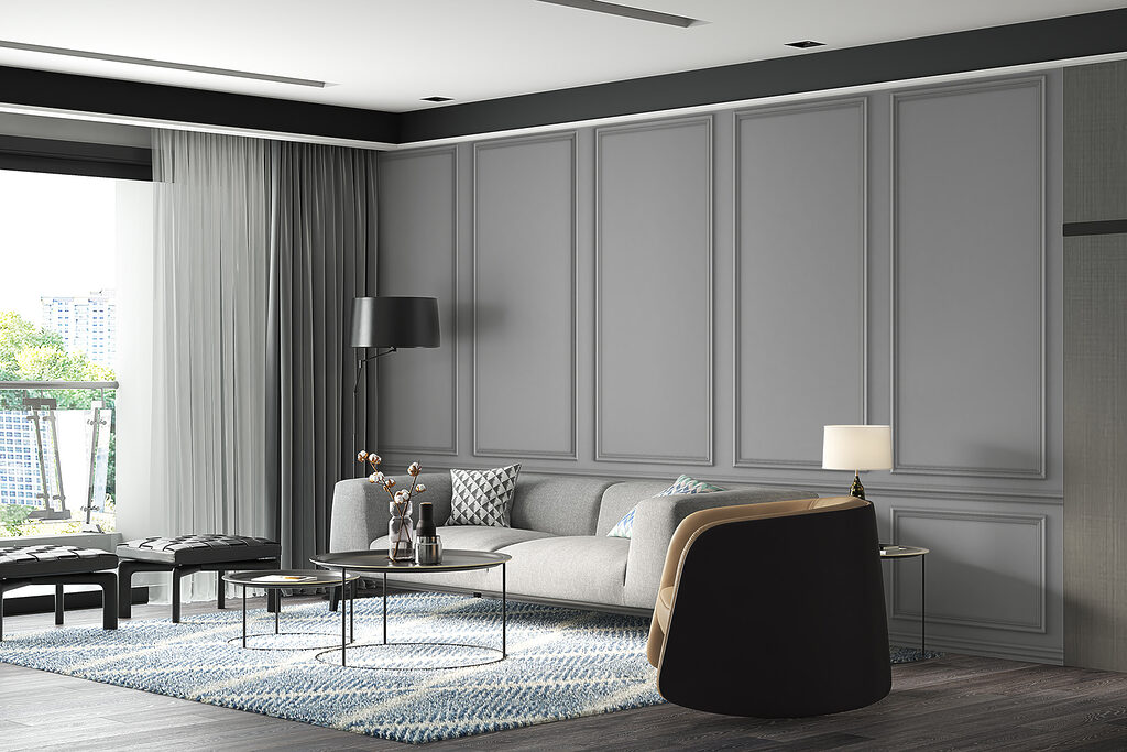 A wall with white panels A wall with white panels