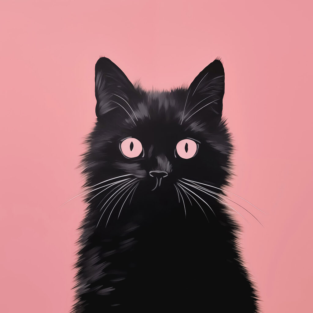 Black cat with pink eyes