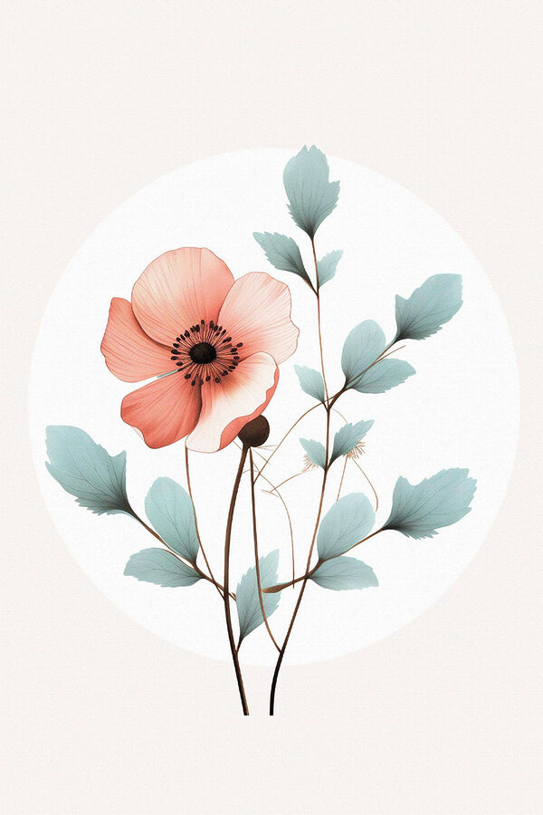 Flower with leaves on a stem Flower with leaves on a stem