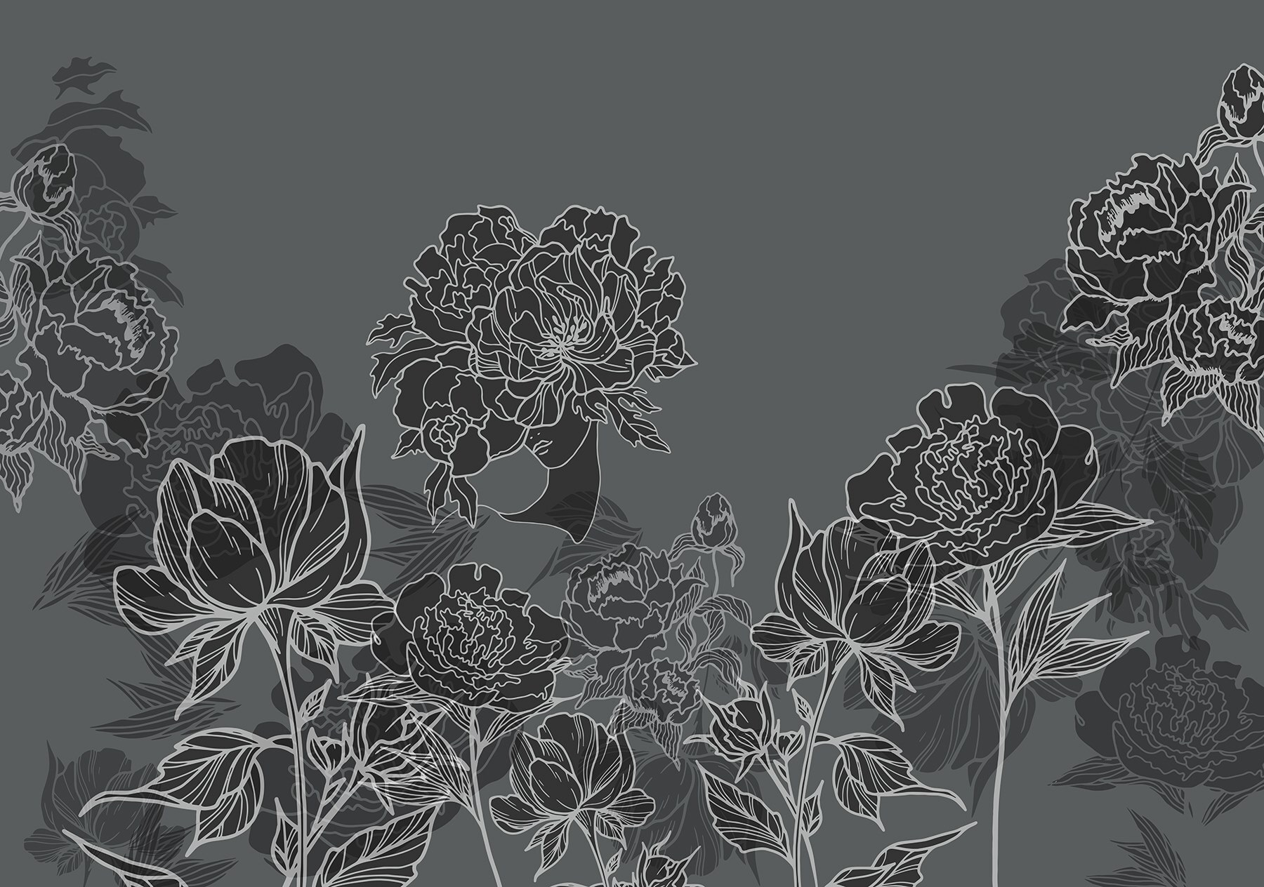 Group of flowers on a gray background