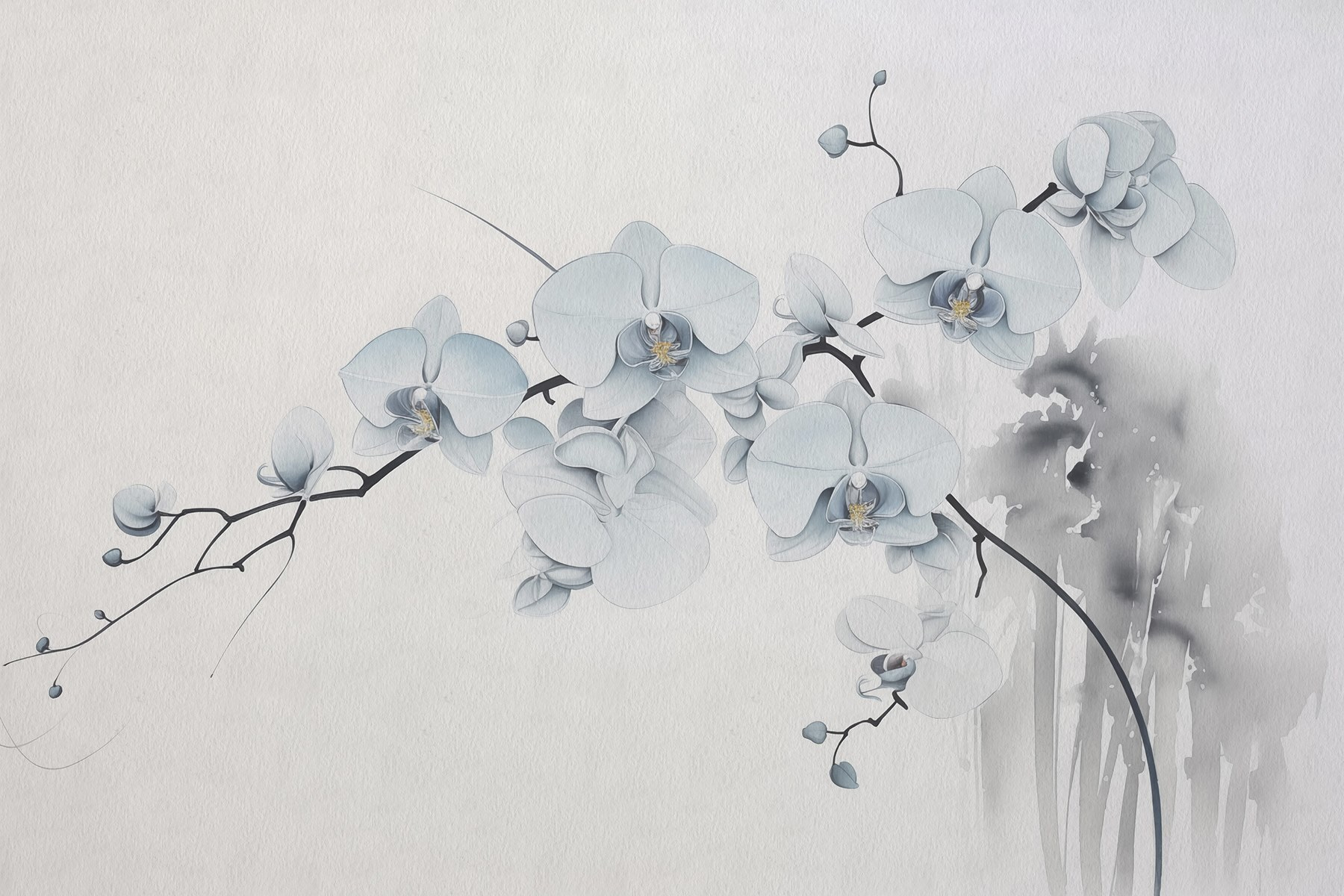Painting of a branch with white flowers