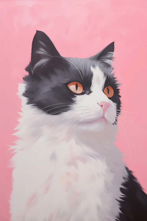 Černobílá kočka s oranžovýma očima Černobílá kočka s oranžovýma očima